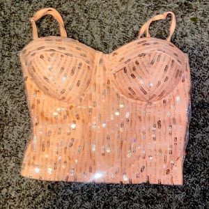 bra cupped glitter crop top
